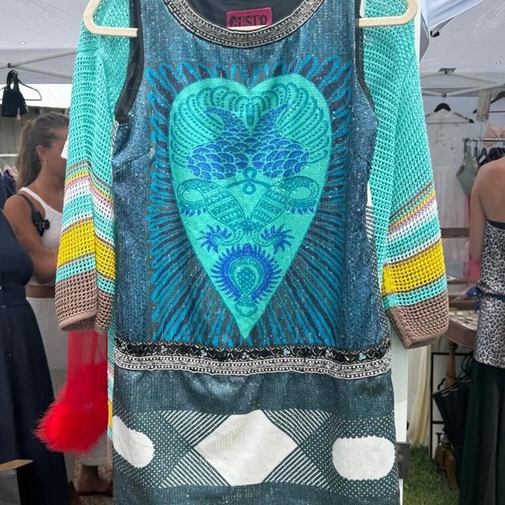 Custo Barcelona vintage blue and teal sequin dress